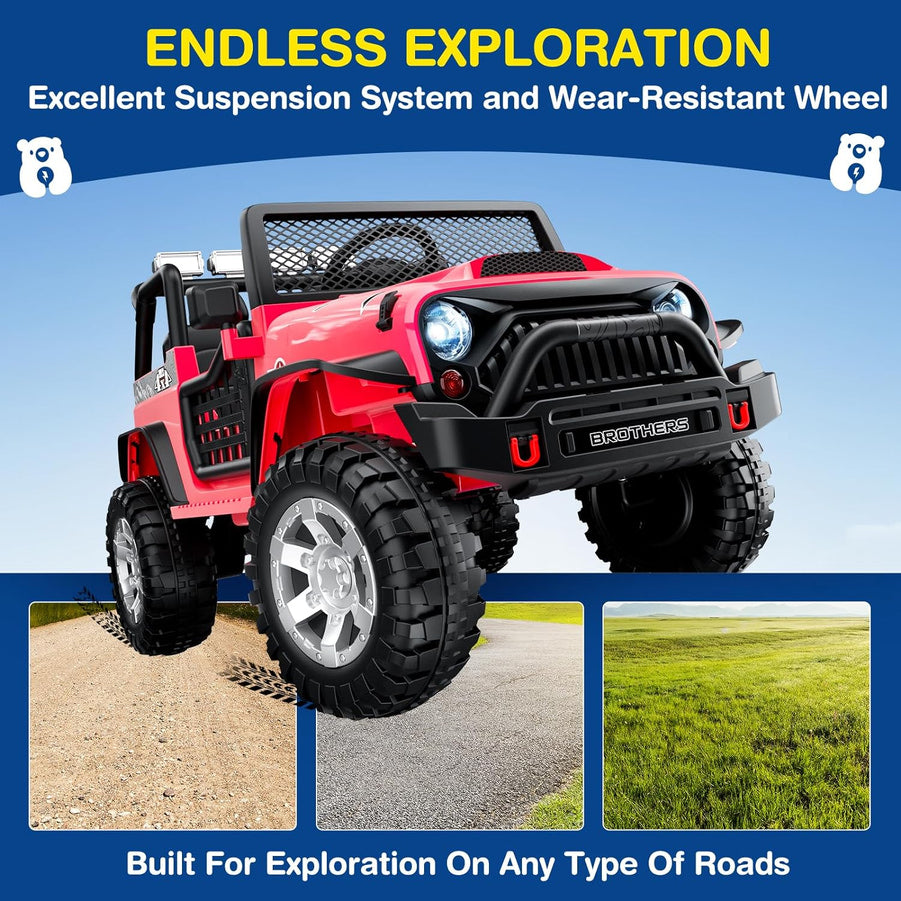 L8 Ride On Car 2 Seater 12V Kids Electric Car Remote Control 4-Wheel Suspension Bluetooth Speaker