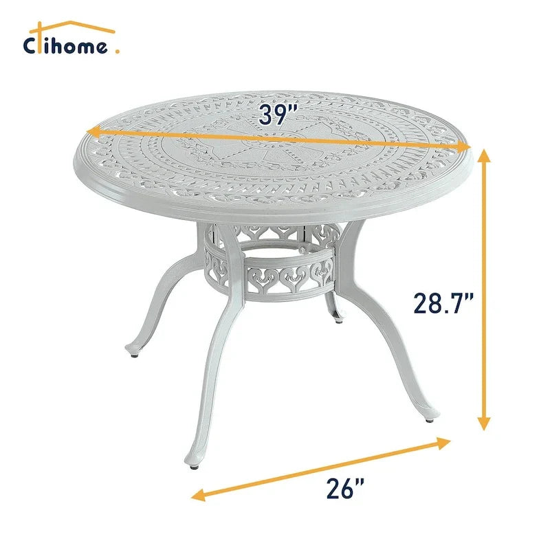 5-Piece Cast Aluminum Patio Dining Set with 4 Swivel Chair