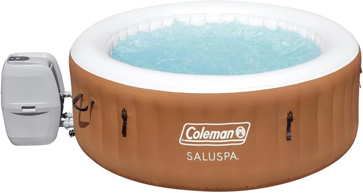 Coleman SaluSpa Miami AirJet 2 to 4 Person Round Inflatable Hot Tub Portable Outdoor Spa with 120 Soothing AirJets and Insulated Cover, Black