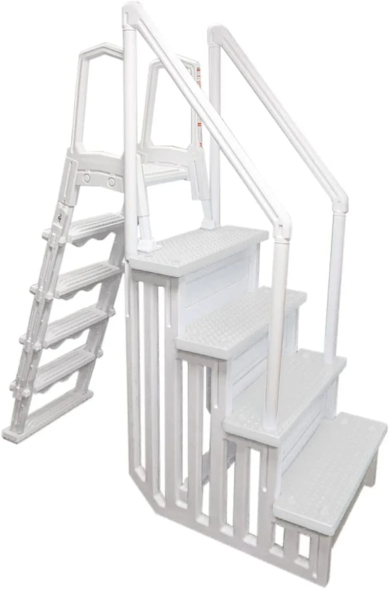 Select Anti-Slip in-Pool Steps | Gray | for Above Ground Swimming Pools | Can Mount to Decks 48" to 54" H | Safety Stairs Capacity Up to 300 lbs