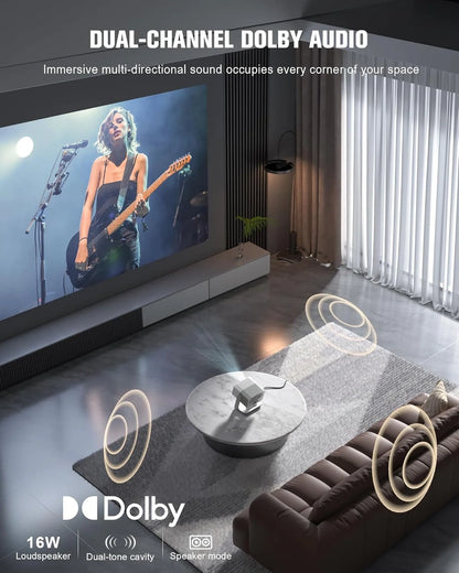 Smart Projector With WiFi And Bluetooth, Voplls Outdoor Projectors With Dolby/Auto Focus