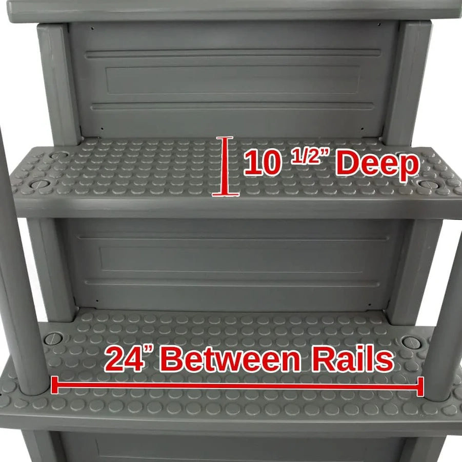 Select Anti-Slip in-Pool Steps, Gray, For Above Ground Swimming Pools, Can Mount To Decks 48 In. To 54 In. H, Safety Stairs Capacity Up To 300 Lbs