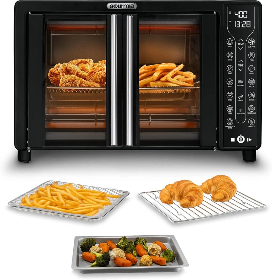 Gourmia French Door Air Fryer 25 Qt. Large Capacity Convection Oven, Fryforce 360 Degree