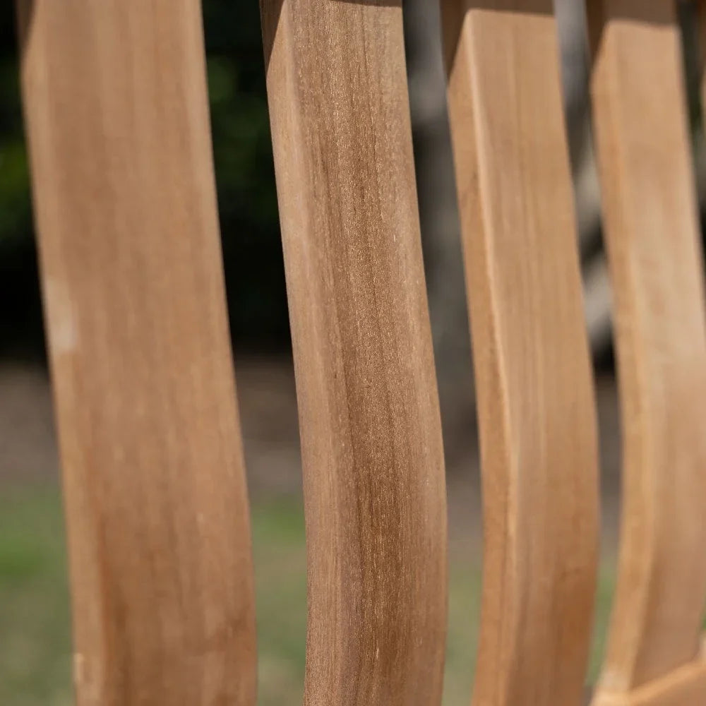 Ash & Ember Hawthorne Grade A Teak 53" Bench, Seats 2 People Comfortably, Weather Resistant Indoor Outdoor Solid Wood Patio Furniture with Tightly Spaced Slats, Bowed Back, Armrests