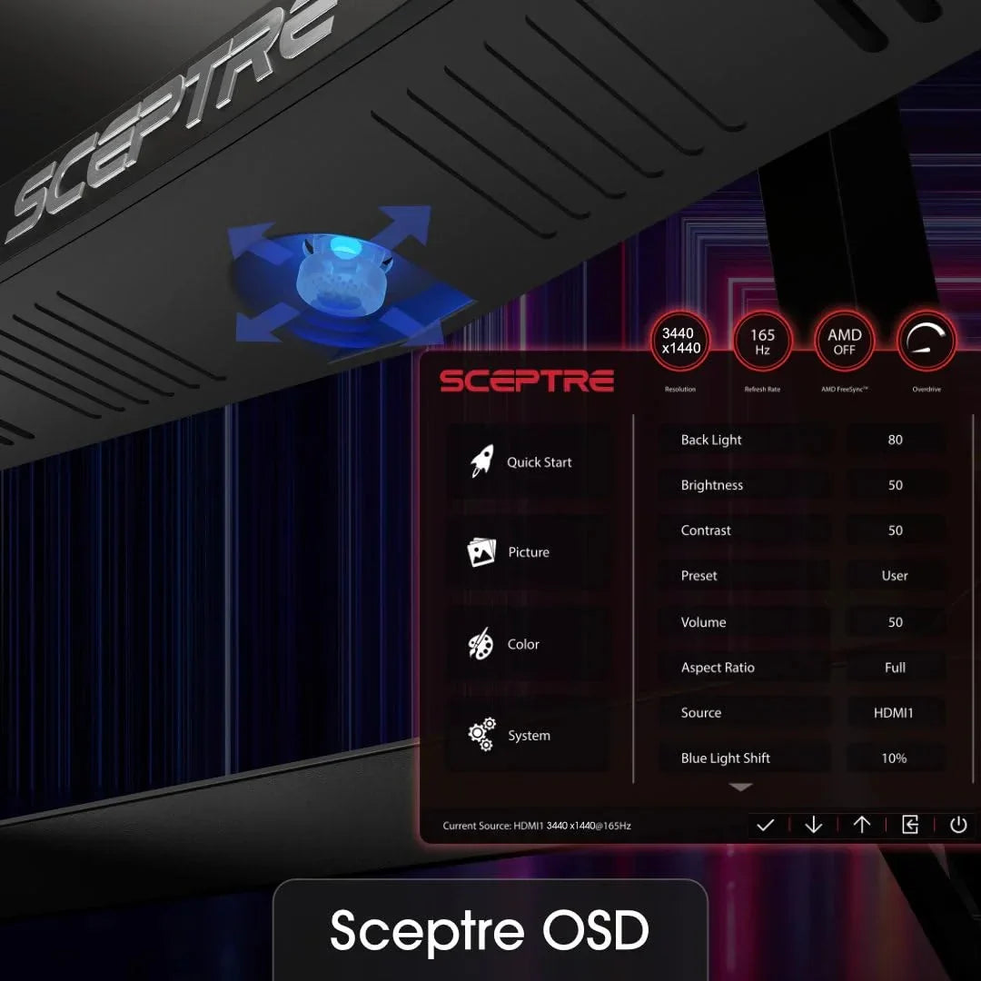 Sceptre 34 Inch 165Hz Curved Ultrawide WQHD Monitor