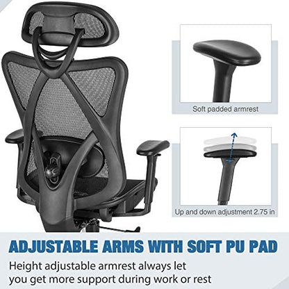 SUNNOW Ergonomic Office Chair, Mesh Computer Desk Chair , High Back Executive Task Chair