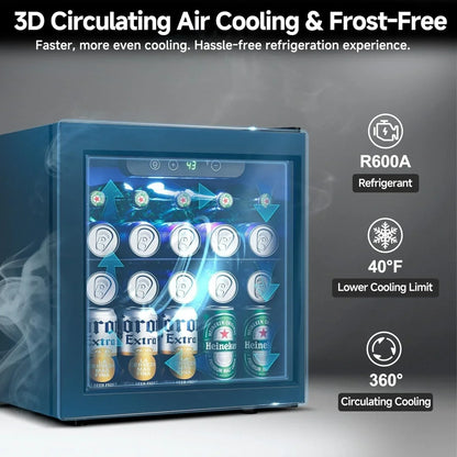 Beverage Refrigerator Cooler 126 Can Mini Fridge Glass Door For Drinks Soda Beer Wine Refrigerator
