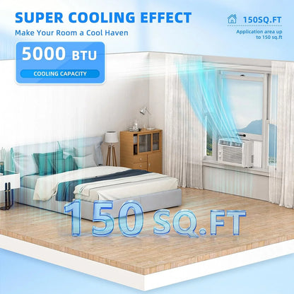 Antarctic Star 12,000 BTU U-Shaped Window Air Conditioner Unit Cools up to 550 Sq.Ft. with 6 Modes 24H Timer, Ultra Quiet Window AC Units