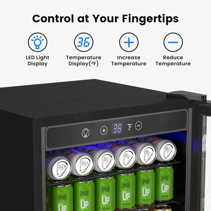 Beverage Refrigerator Cooler- 126 Can Mini Fridge Glass Door For Drinks Soda Beer Wine- Small Refrigerator For Office Bedroom Home Bar