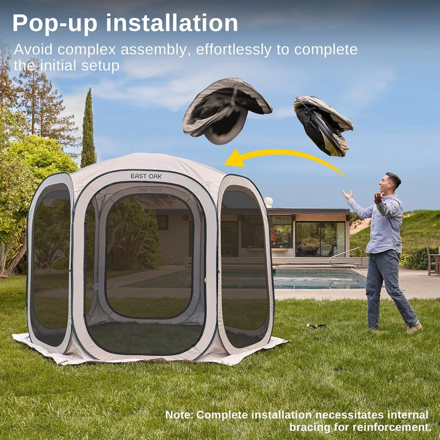 East Oak Screen House Tent Pop-Up Portable Screen Room Canopy Instant Screen Tent 10 x 10 Ft