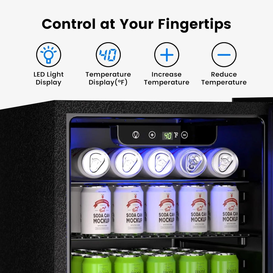 Beverage Refrigerator Cooler- 126 Can Mini Fridge Glass Door For Drinks Soda Beer Wine- Small Refrigerator For Office Bedroom Home Bar