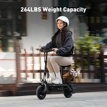 iScooter Electric Scooter With Seat, 37/21 Mile Range, 28/19/15.6 Mph Top Speed, Dual Suspension Scooter With Basket