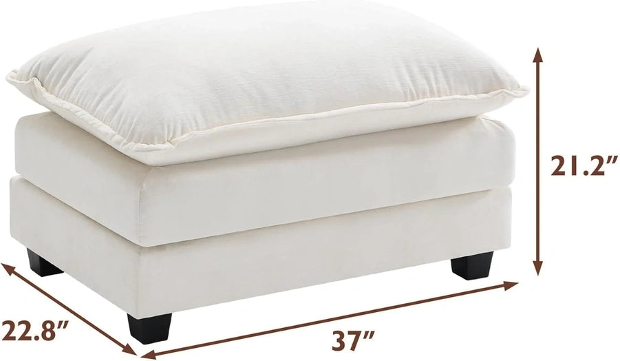 111.4 In. L-Shaped Modern Sofa Modular Cloud Sofa Ottoman 4-Seater Chenille Deep Seat Sofa