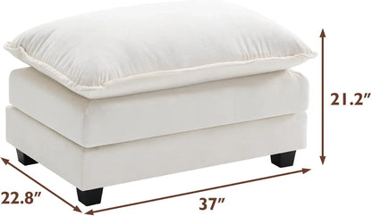 111.4 In. L-Shaped Modern Sofa Modular Cloud Sofa Ottoman 4-Seater Chenille Deep Seat Sofa
