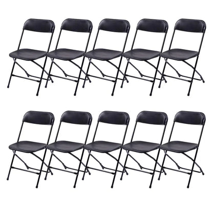 Ktaxon 6ft White Folding Table and 10 Pack Folding Chairs Black, Plastic Table and Chair Set