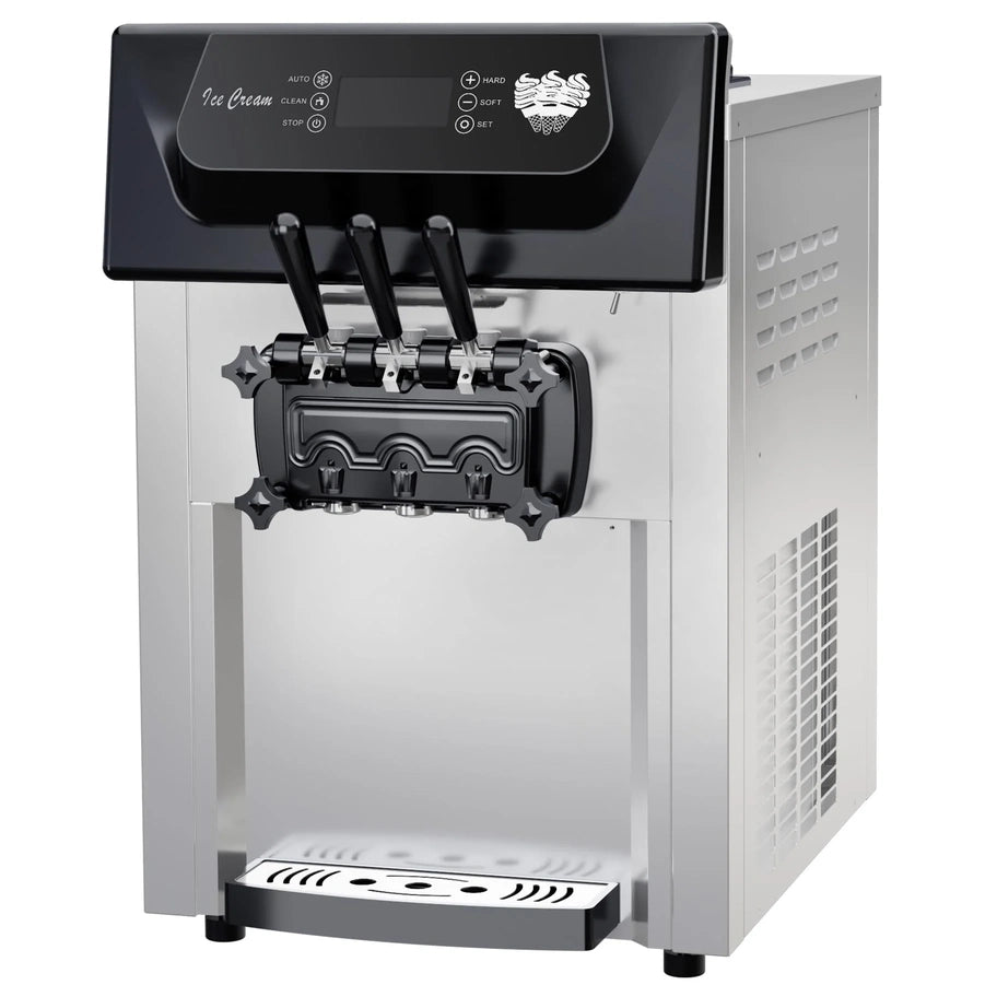 2200W Commercial Ice Cream Machine, 3 Flavor Soft Serve Ice Cream Machine, 5.3-7.4 Gal/Hr, With LCD Touch Screen, Automatic Cleaning