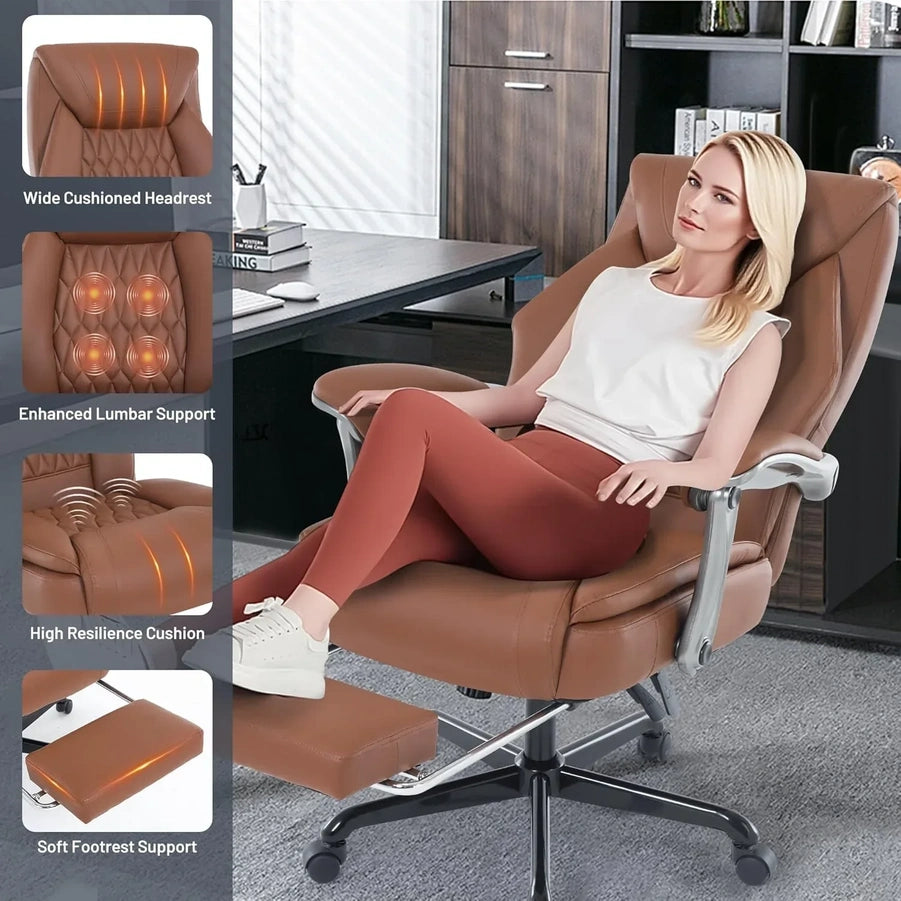 Massage Office Chair With Heating And Footrest Ergonomic Executive Reclining Office Chair