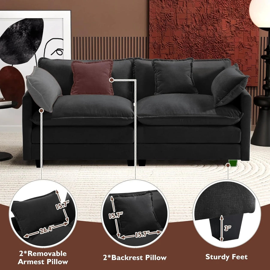 111.4 In. L-Shaped Modern Sofa Modular Cloud Sofa Ottoman 4-Seater Chenille Deep Seat Sofa