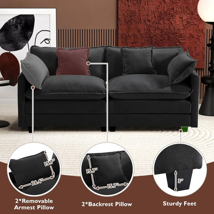 111.4 In. L-Shaped Modern Sofa Modular Cloud Sofa Ottoman 4-Seater Chenille Deep Seat Sofa