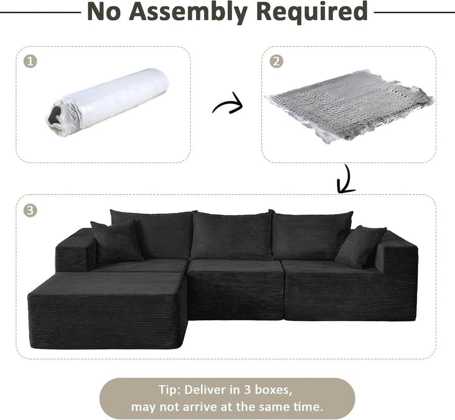 Cloud Sectional Couch With L-Shape Chaise, Modern Modular Sofa With Deep Seat, Upholstered Couches For Living Room Bedroom, No Assembly Required