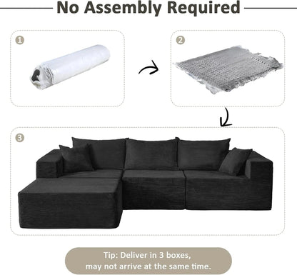 Cloud Sectional Couch With L-Shape Chaise, Modern Modular Sofa With Deep Seat, Upholstered Couches For Living Room Bedroom, No Assembly Required