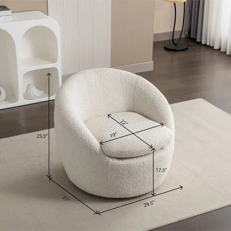 Swivel Barrel Chair - 360° Rotation - Boucle Fabric