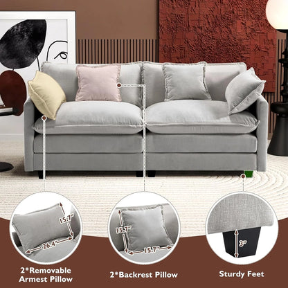 111.4 In. L-Shaped Modern Sofa Modular Cloud Sofa Ottoman 4-Seater Chenille Deep Seat Sofa