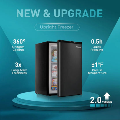 Upright freezer, 3.0Cubic Feet, Single Door Compact Mini Freezer with Reversible Door Small freezer for Home/Dorms/Apartment/Office