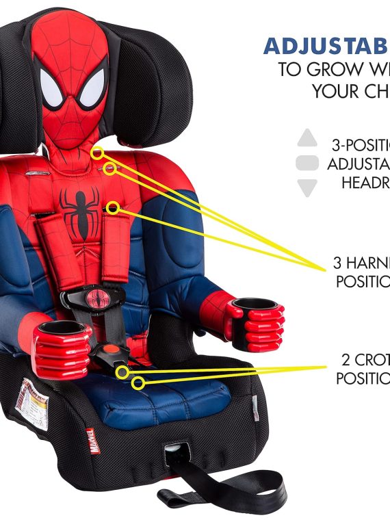 2025 KidsEmbrace Marvel Spider-Man 2-in-1 Forward-Facing Booster Car Seat LATCH | 5-Point Harness Booster 22-65lbs converts to Belt-Positioning Booster 40-100lbs | Adjustable