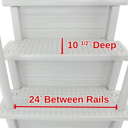 Select Anti-Slip in-Pool Steps, Gray, For Above Ground Swimming Pools, Can Mount To Decks 48 In. To 54 In. H, Safety Stairs Capacity Up To 300 Lbs