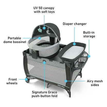 Graco Pack 'N Play Close2Baby Bassinet Playard Features Portable Bassinet Diaper Changer And More Derby