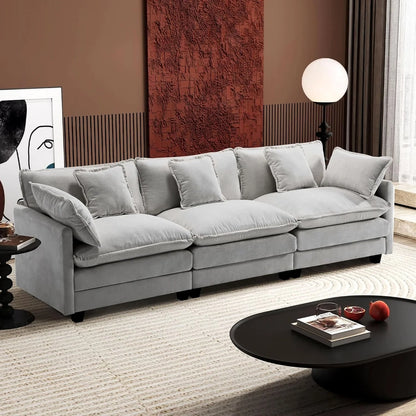 111.4 In. L-Shaped Modern Sofa Modular Cloud Sofa Ottoman 4-Seater Chenille Deep Seat Sofa