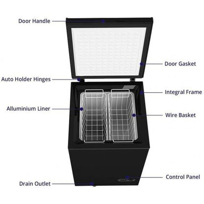 Northair Chest Freezer C 3.5 Cu. Ft. With 2 Removable Baskets C Reach In Freezer Chest C Quiet Compact Freezer C 7 Temperature Settings C Black