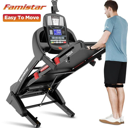 Famistar Folding Treadmill for Home with 15 Levels Auto Incline, 300LB Capcity, 10MPH Fast Speed Controls