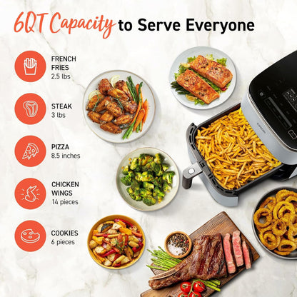 Cosori Air Fryer 9-in-1 Compact And Large 6-Qt. Fast Turbo Modes Precise Heat For Even Results