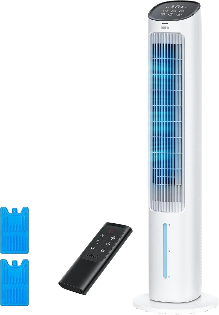 Dreo Portable Air Conditioners Fan, 40 In. Standing Fans That Blow Cold Air, Portable AC, 0 Degree Oscillating Evaporative Air Cooler, Removable Water Tank