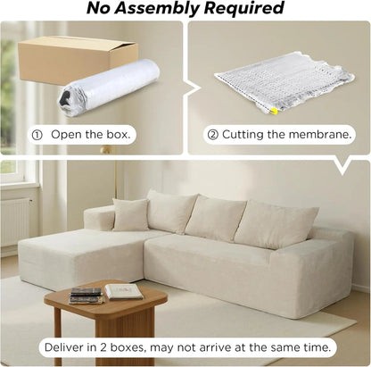 Cloud Sectional Couch With L-Shape Chaise, Modern Modular Sofa With Deep Seat, Upholstered Couches For Living Room Bedroom, No Assembly Required