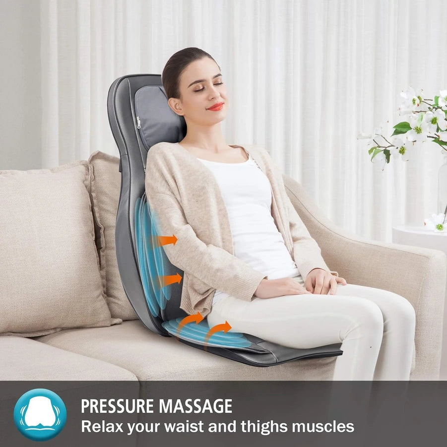 Comfier Massager Chair With Heat Shiatsu Neck Back Massager Portable With Compress And Rolling Massage Chair Pad For Full Back Neck And