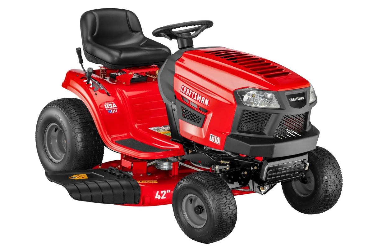 Craftsman T110 42-in Riding Lawn Mower – 17.5 HP Briggs & Stratton Engine – 7-Speed Transmission – Model 13AN77XS093