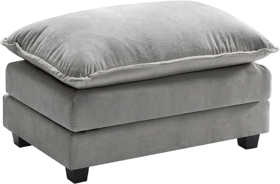 111.4 In. L-Shaped Modern Sofa Modular Cloud Sofa Ottoman 4-Seater Chenille Deep Seat Sofa