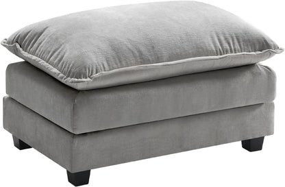 111.4 In. L-Shaped Modern Sofa Modular Cloud Sofa Ottoman 4-Seater Chenille Deep Seat Sofa