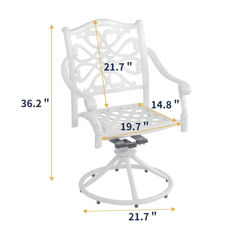 5-Piece Cast Aluminum Patio Dining Set with 4 Swivel Chair