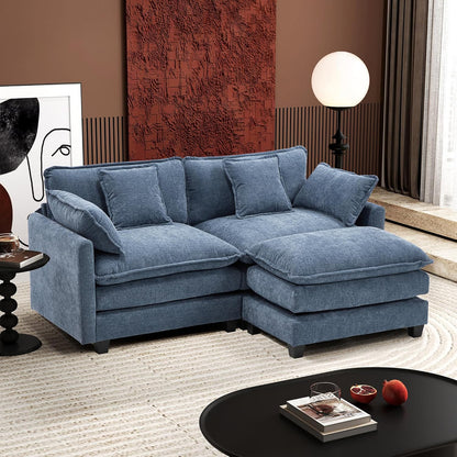 111.4 In. L-Shaped Modern Sofa Modular Cloud Sofa Ottoman 4-Seater Chenille Deep Seat Sofa