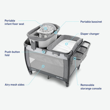 Graco Pack 'N Play Close2Baby Bassinet Playard Features Portable Bassinet Diaper Changer And More Derby