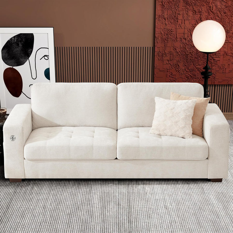 111.4 In. L-Shaped Modern Sofa Modular Cloud Sofa Ottoman 4-Seater Chenille Deep Seat Sofa
