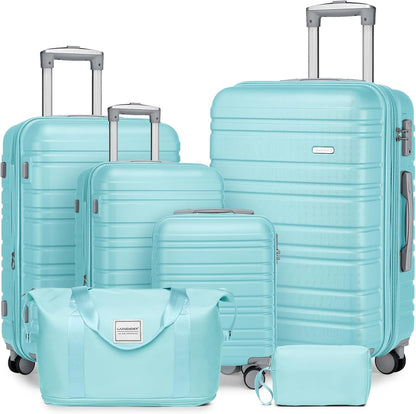 6-piece Luggage Set, Expandable Hardshell Suitcase Set With Spinner Wheels, Lightweight Rolling Luggage Set