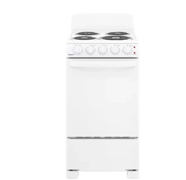 20-inch electric oven with 4 cooking zones, freestanding, in white