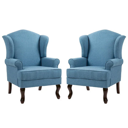 2 Set Traditional Wingback Accent Chairs Upholstered Armchair