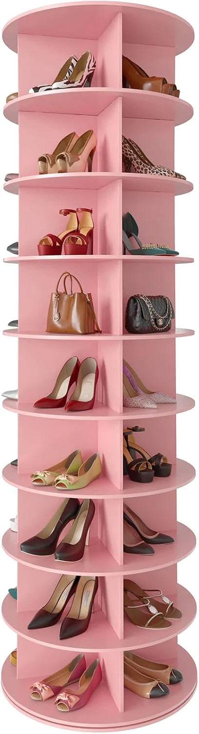SpaceAid 7 Tier Rotating Shoe Rack Tower, Spinning Shoe Display Lazy Susan