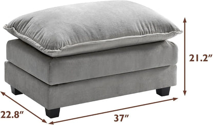 111.4 In. L-Shaped Modern Sofa Modular Cloud Sofa Ottoman 4-Seater Chenille Deep Seat Sofa